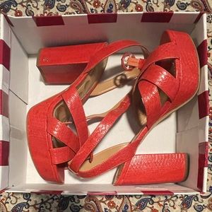 Kamy Snakeskin Embossed Block Heel Sandal